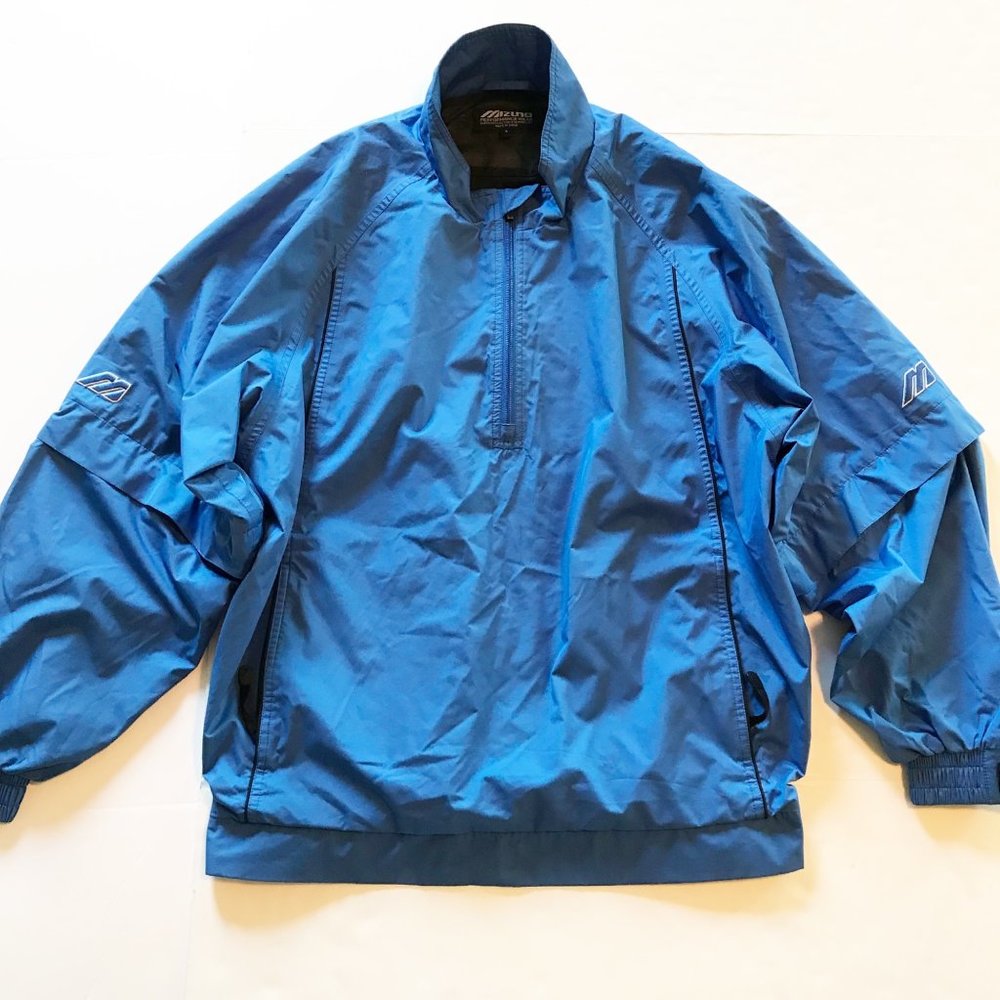 MIZUNO Performance Wear Blue 1/2 Zip Windbreaker Jacket Mens Large